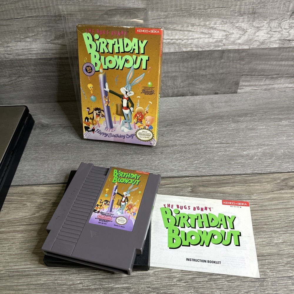 NES Nintendo The Bugs Bunny Birthday Blowout Box Manual CIB AUTHENTIC 1990